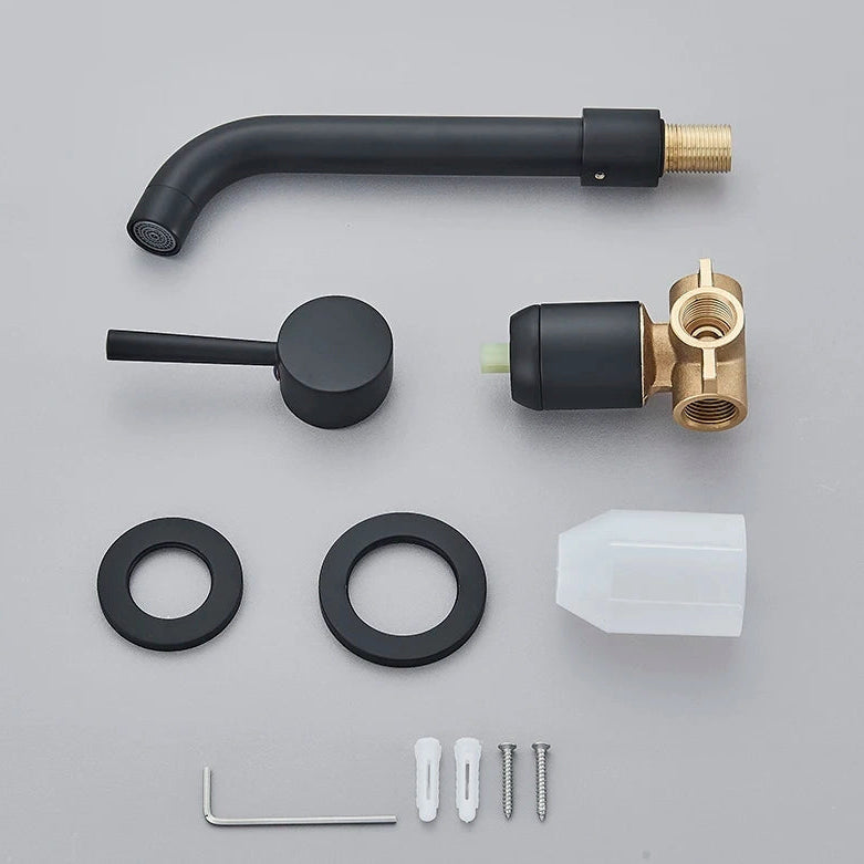 Robinet mitigeur lavabo mural encastré noir mat VALLERA