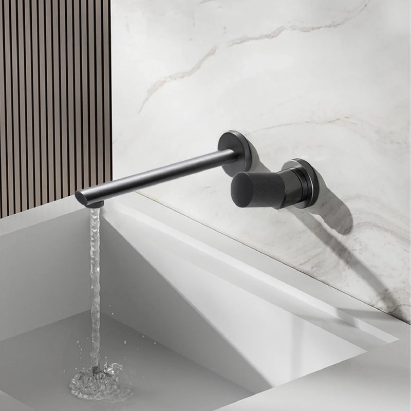 Robinet mitigeur lavabo encastré gris brossé LUXO