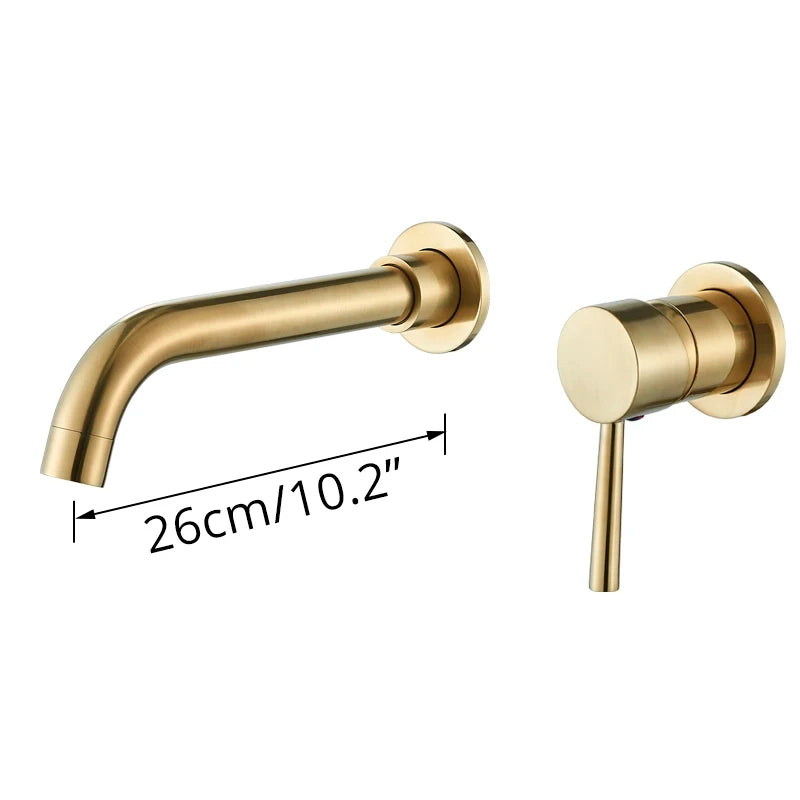 Robinet mitigeur lavabo mural encastré or brossé VALLERA