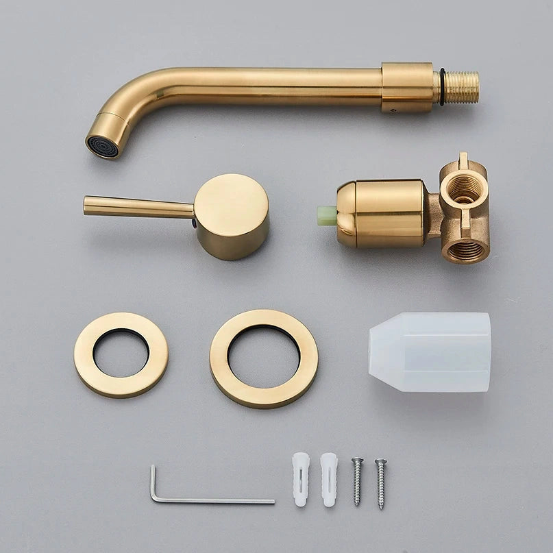 CREA Robinet Mural Lavabo avec Grand Bec, Mitigeur Encastrable, Laiton CREA Robinet Mural Lavabo avec Grand Bec, Mitigeur Encastrable, Laiton