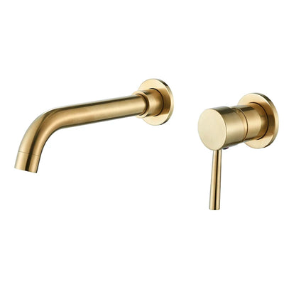 Robinet mitigeur lavabo mural encastré or brossé VALLERA