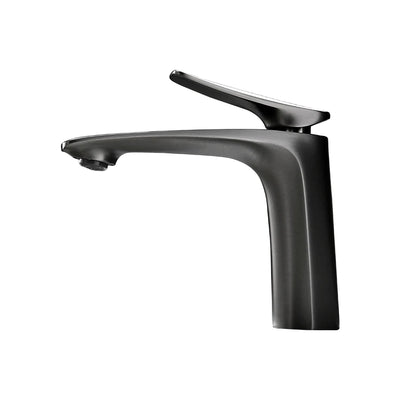 Robinet mitigeur salle de bain, 14cm, gris métal SULFA