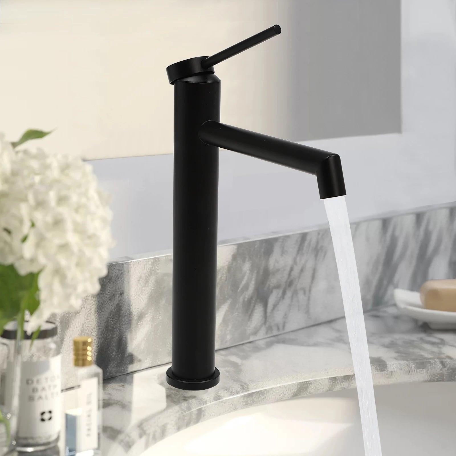 Robinet Lavabo Salle de Bain Noir Mat 30cm G3/8 METALI