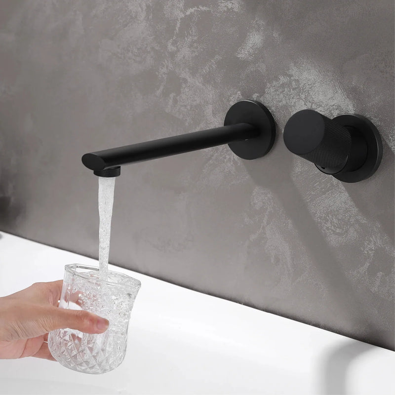 Robinet mitigeur lavabo encastré noir mat LUXO
