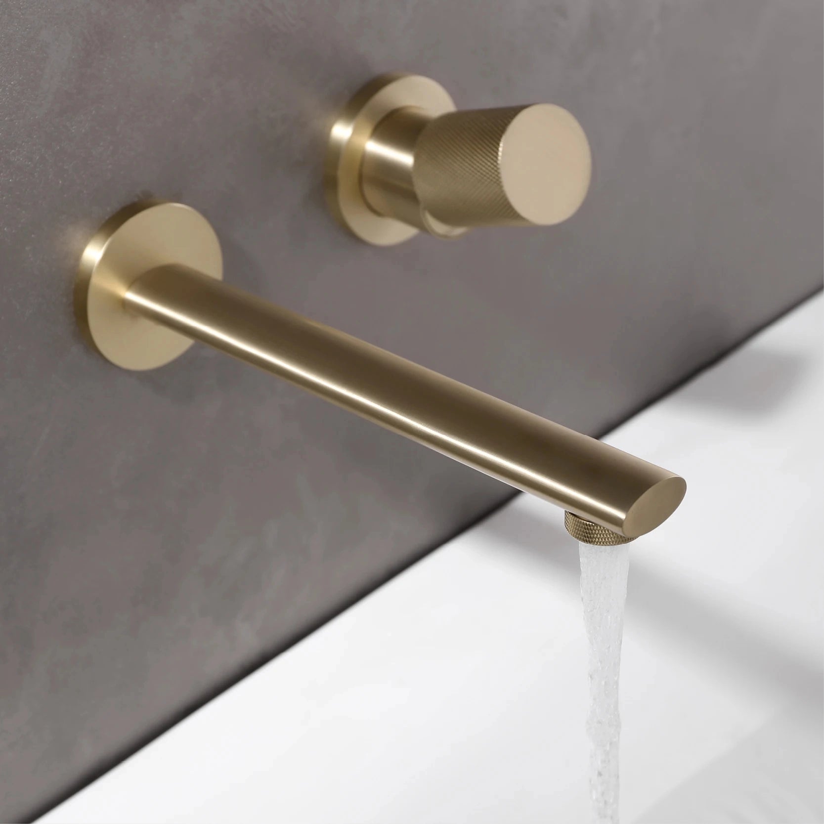 Robinet mitigeur lavabo encastré or brossé LUXO