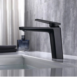 Mitigeur lavabo noir mat design LINEA 15,5cm