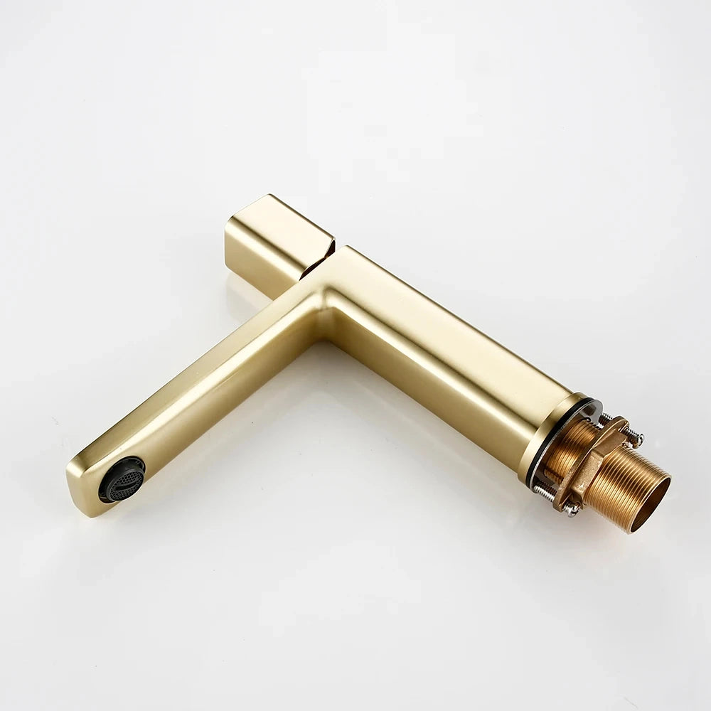 Robinet mitigeur lavabo doré brossé AURUM