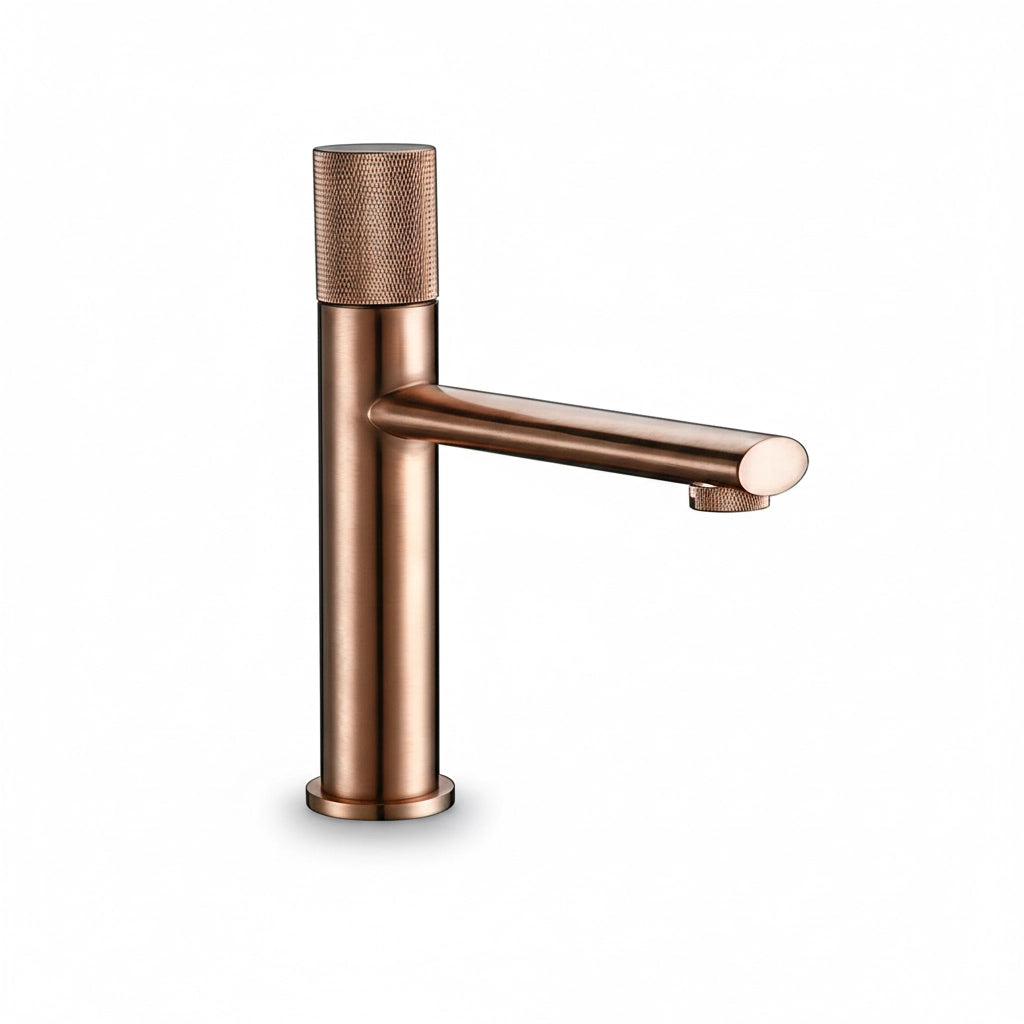 Robinet mitigeur lavabo or rose brossé MOLETO, 2 tailles