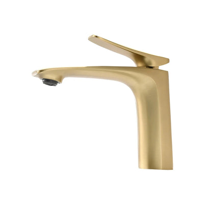 Robinet mitigeur salle de bain, 14cm, or brossé SULFA