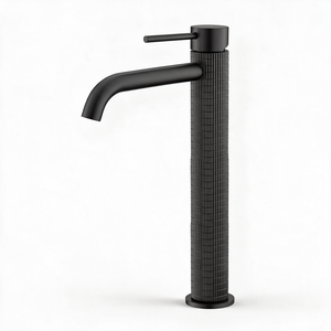 Robinet Lavabo Noir Mat Strié 16cm/31cm 'Tuile'