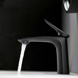 Robinet mitigeur salle de bain, 14cm, noir mat SULFA