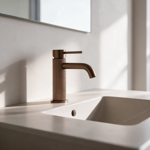 Robinet Lavabo Or Rose brossé Strié 16cm/31cm 'Tuile'