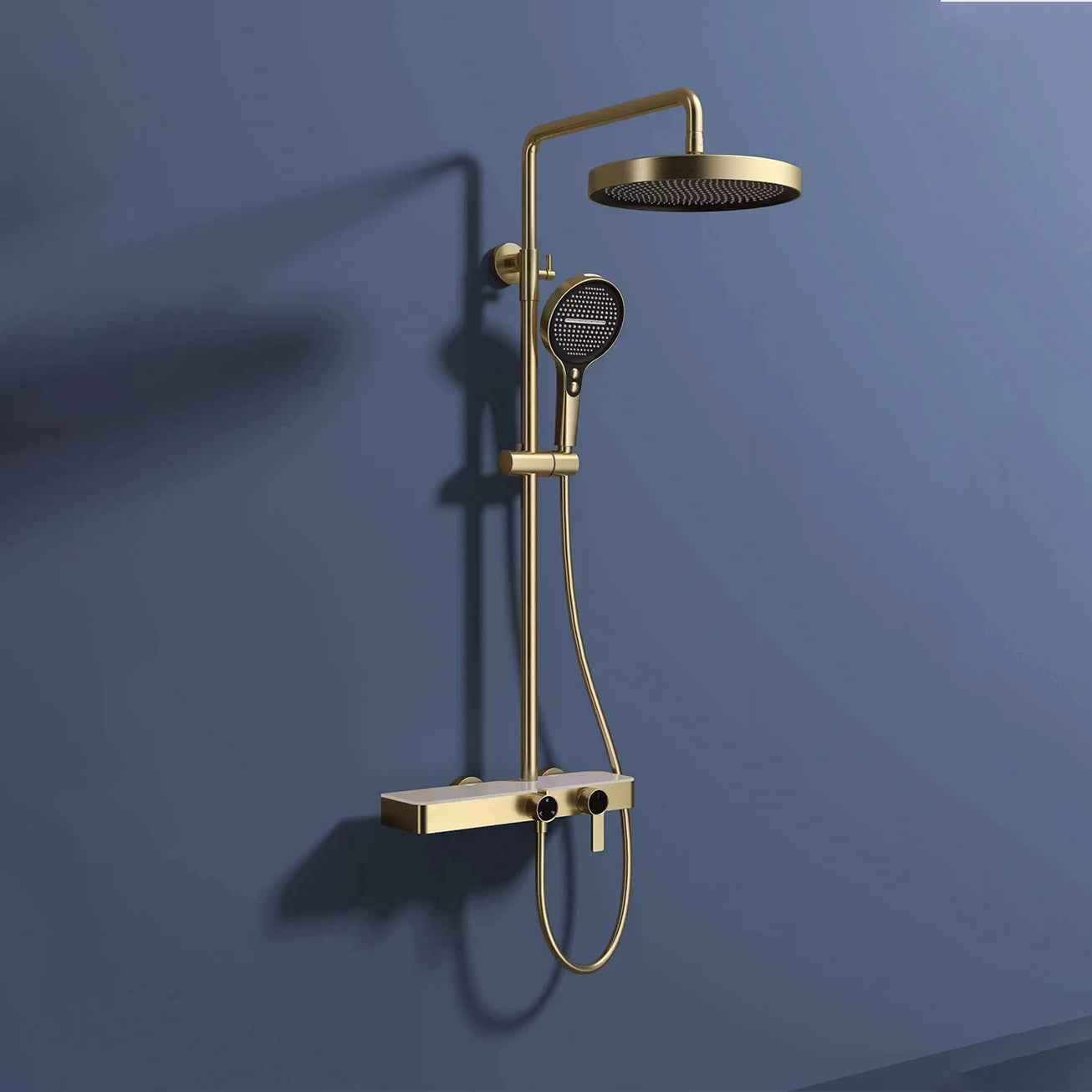 Colonne de douche, avec mitigeur mécanique, 3 voies, Or brossé ROBUSTI