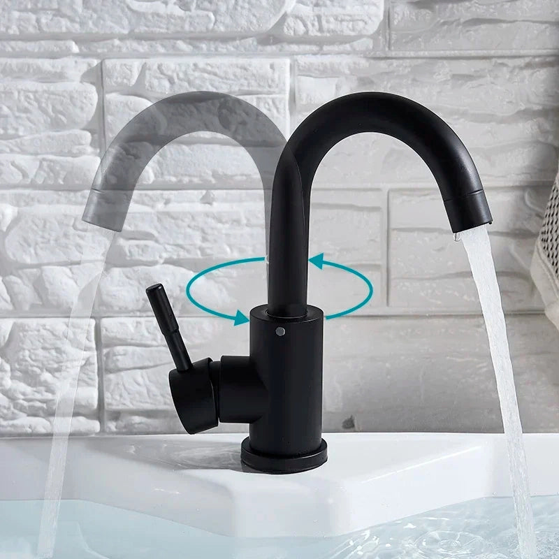 Robinet mitigeur lavabo col de cygne noir mat 28 cm CYGA