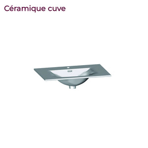 Meuble vasque salle de bain 70cm, Noyer tabac, ZENO