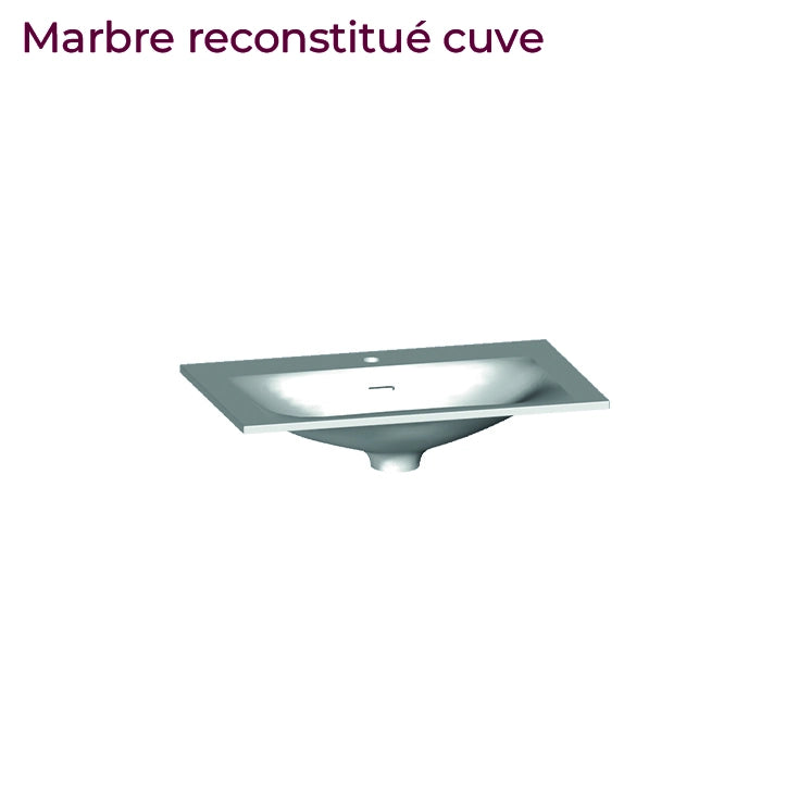 Meuble vasque salle de bain 70cm, Noyer tabac, ZENO