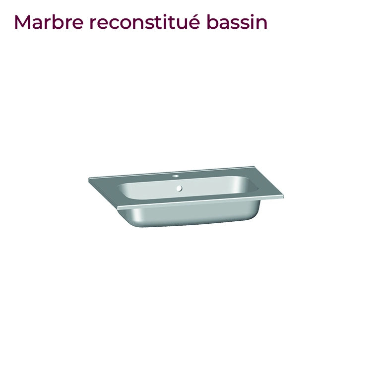 Meuble vasque salle de bain 70cm, Noyer tabac, ZENO