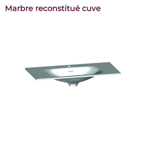 Meuble vasque salle de bain 90cm, Noyer tabac, TEMPO