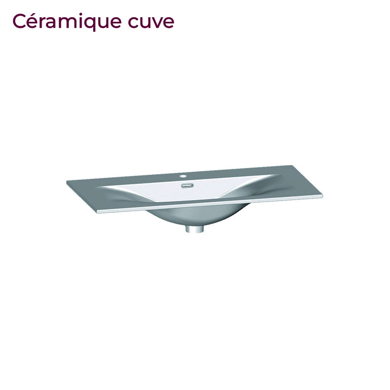 Meuble vasque salle de bain 90cm, Noyer tabac, TEMPO