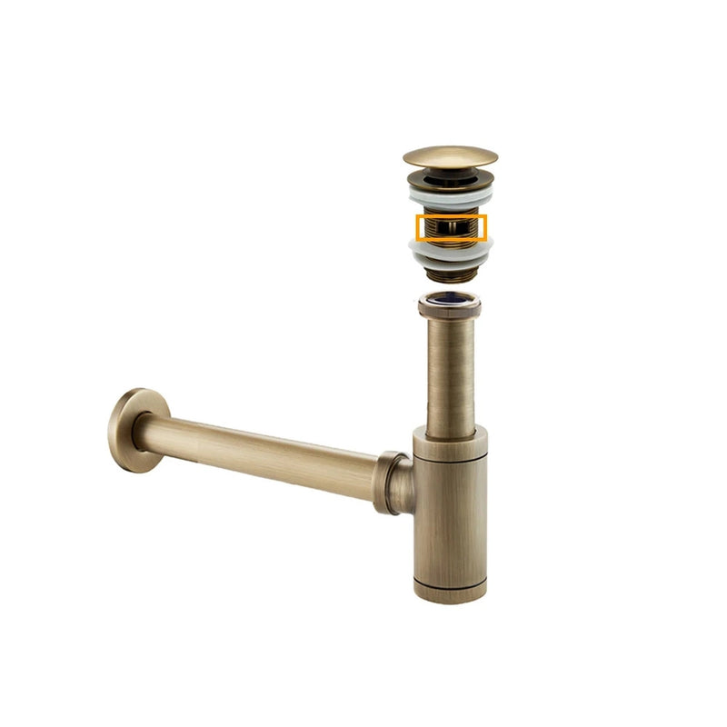 Siphon évier & bonde clic-clac avec ou sans trop plein antique