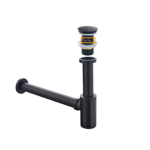 Siphon lavabo & bonde clic-clac avec ou sans trop plein noir mat