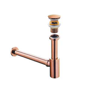 Siphon et bonde lavabo avec ou sans trop plein or rose