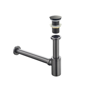Siphon lavabo & bonde clic-clac avec ou sans trop plein gris métal