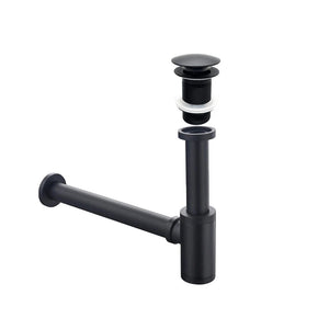 Siphon lavabo & bonde clic-clac avec ou sans trop plein noir mat