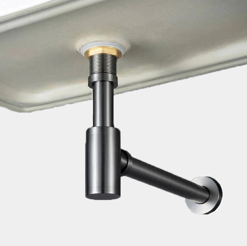 Siphon lavabo & bonde clic-clac avec ou sans trop plein gris métal