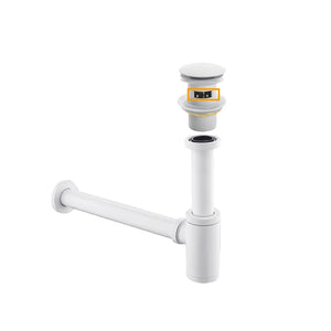 Siphon lavabo & bonde clic-clac avec ou sans trop plein blanc mat