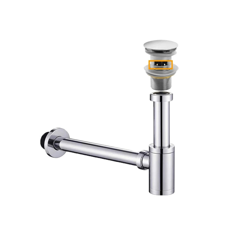 Siphon d'évier & bonde clic-clac avec ou sans trop plein chrome