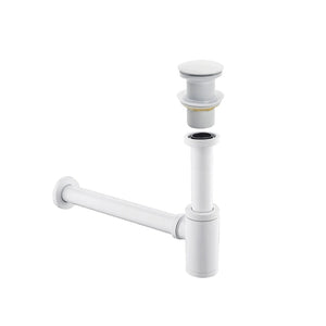 Siphon lavabo & bonde clic-clac avec ou sans trop plein blanc mat
