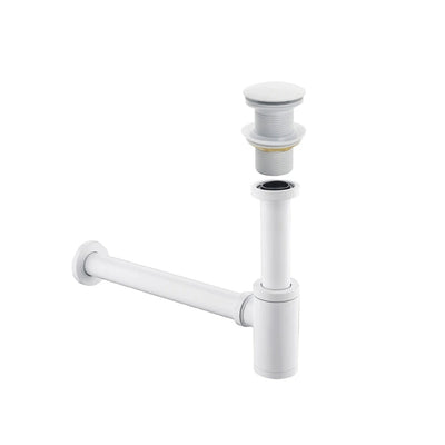 Siphon lavabo & bonde clic-clac avec ou sans trop plein blanc mat