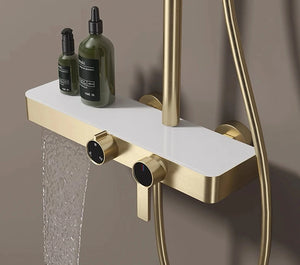 Colonne de douche, avec mitigeur mécanique, 3 voies, Or brossé ROBUSTI