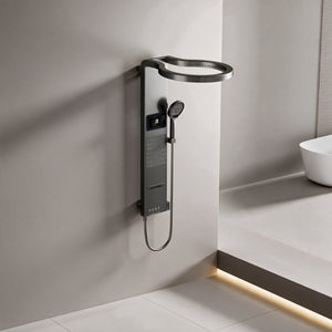 Système de Douche Mural, Affichage Numérique, 4 Voies, Gris Gunmetal