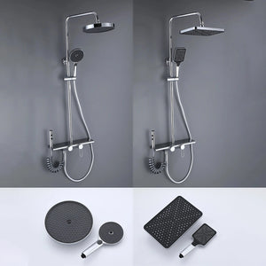 Colonne de douche 4 voies avec mitigeur thermostatique, 2 formes de tête, chrome AGUALE