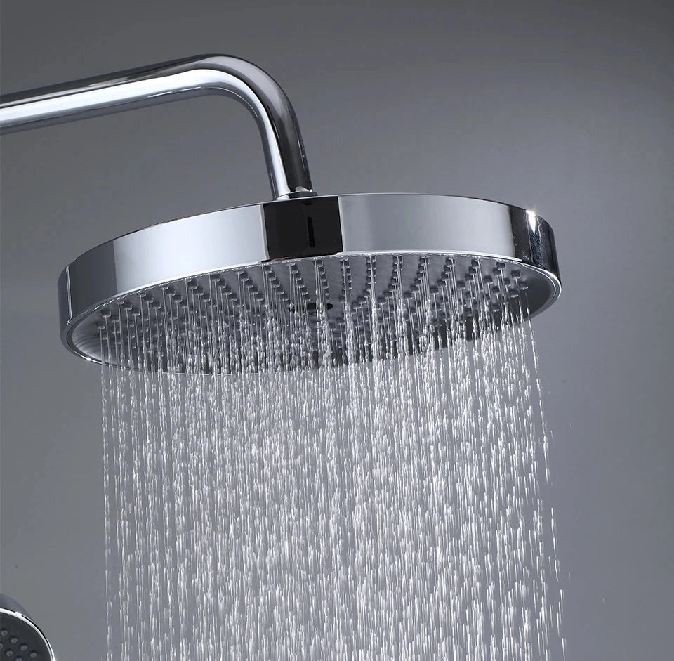 Colonne de douche 4 voies avec mitigeur thermostatique, 2 formes de tête, chrome AGUALE