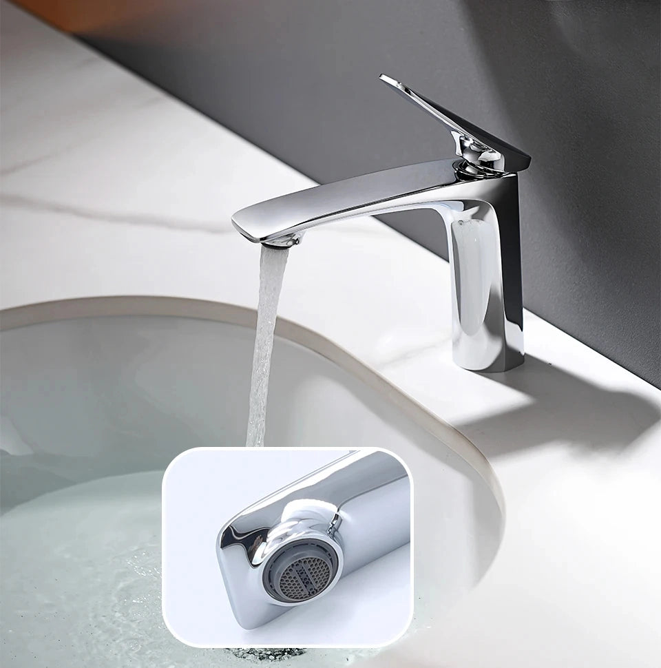 Robinet mitigeur salle de bain, 14cm, chrome SULFA