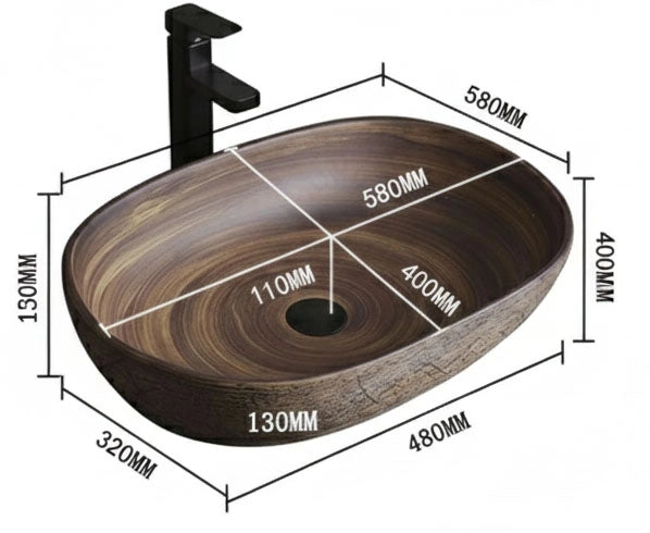 Vaque à poser design ovale en céramique marron – MIRANO