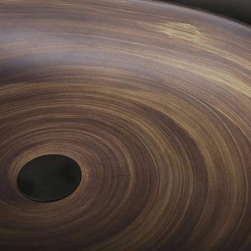 Vaque à poser design ovale en céramique marron – MIRANO