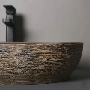 Vaque à poser design ovale en céramique marron – MIRANO