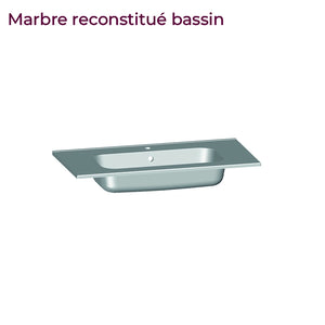 Meuble vasque salle de bain 90cm, Noyer tabac, TEMPO
