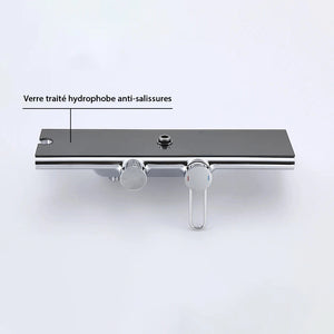 Colonne de douche 4 voies avec mitigeur thermostatique, 2 formes de tête, chrome AGUALE